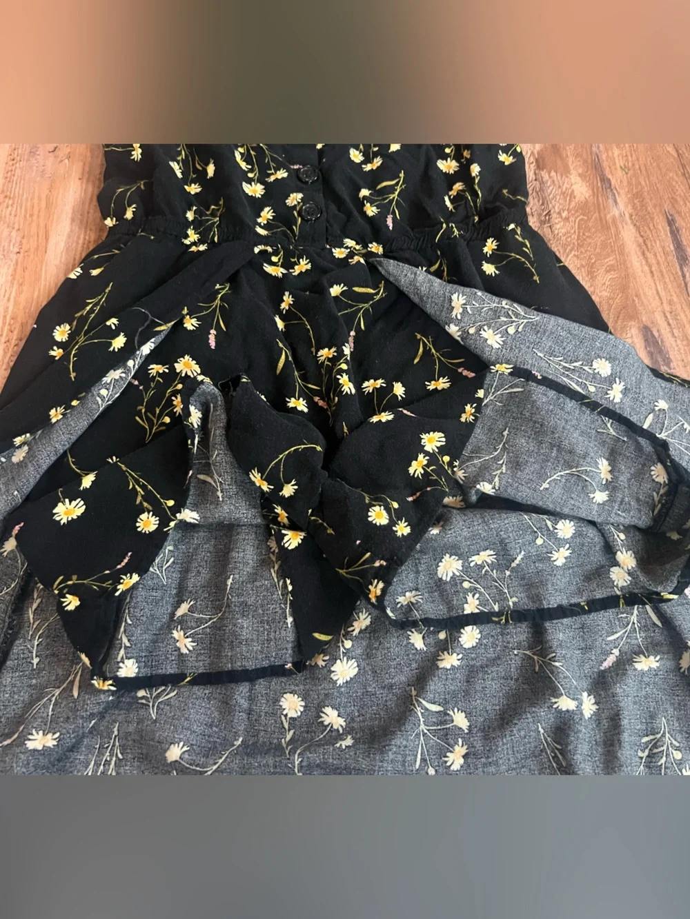 Artclass Girls (10-12y) Black &yellow Floral High-Low romper sundress